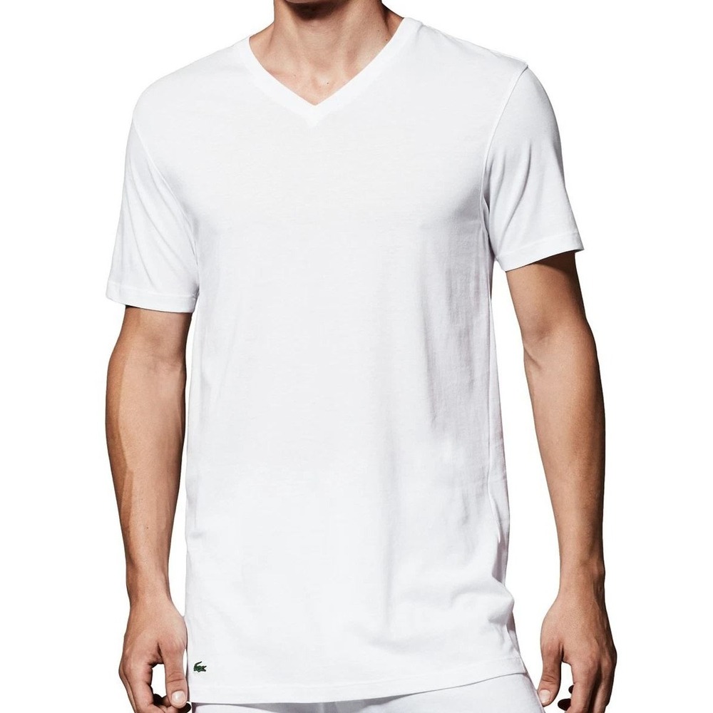 NWOT Lacoste V-Neck T-Shirt Men's Large White 100% Cotton Basic Underwear